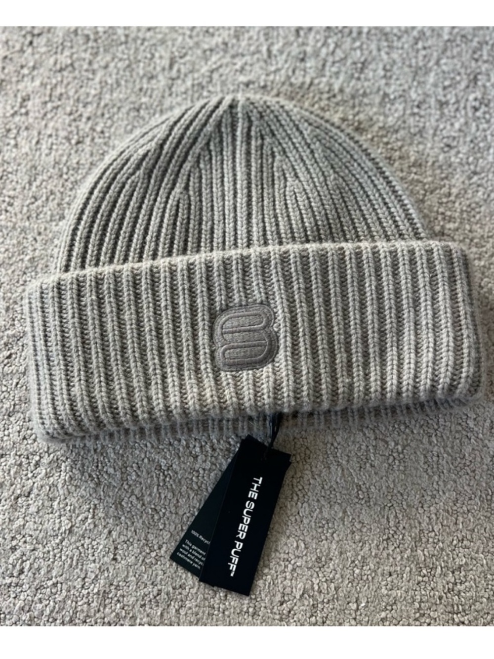 NEW Aritzia Super Puff Ribbed Beanie - Modern Taupe (cashmere & wool blend)